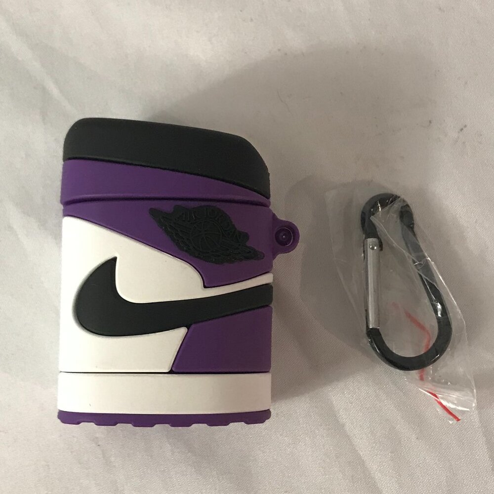 Jordan Hype Beast Air 1 White/Purple Sport Cut Air Pod Case Gen 1 & 2